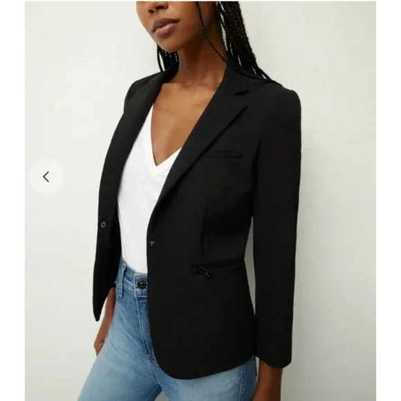 NWT Veronica Beard 0 Core Schoolboy $645 Scuba Blazer Dickey Jacket Fitted Black - Picture 15 of 16